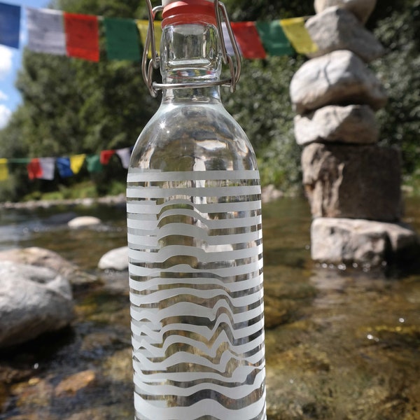 Trinkflasche 1l oder 0.5l, plastikfrei, Tragegriff, Gravur, buddah, Bügelverschluss