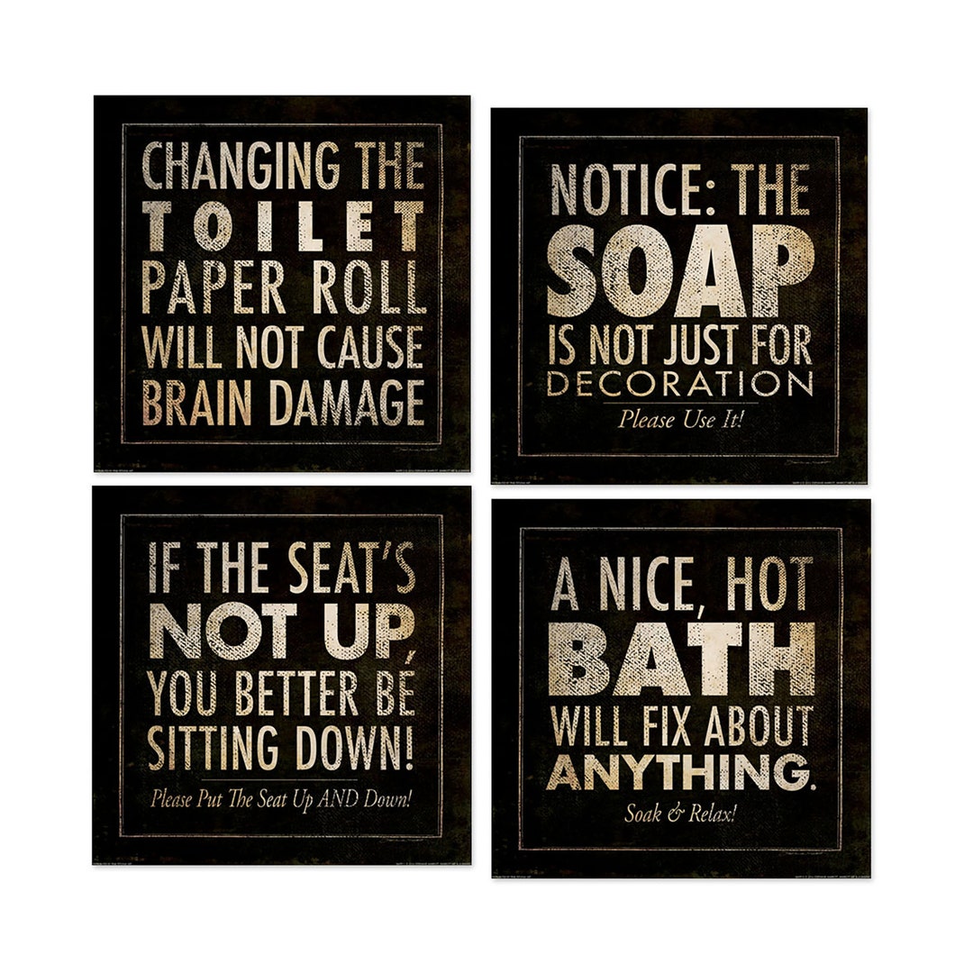 Humorous Bath Art 4 Set by Stephanie Marrott Etsy