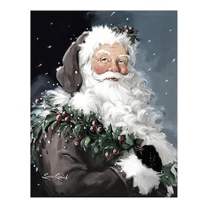 Berry Santa in Gray by Susan Comish - Etsy