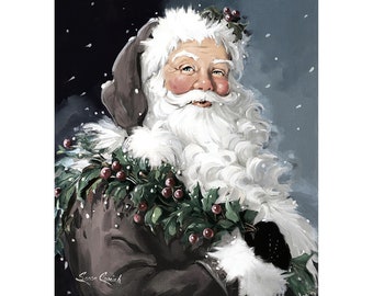 Berry Santa in Gray by Susan Comish