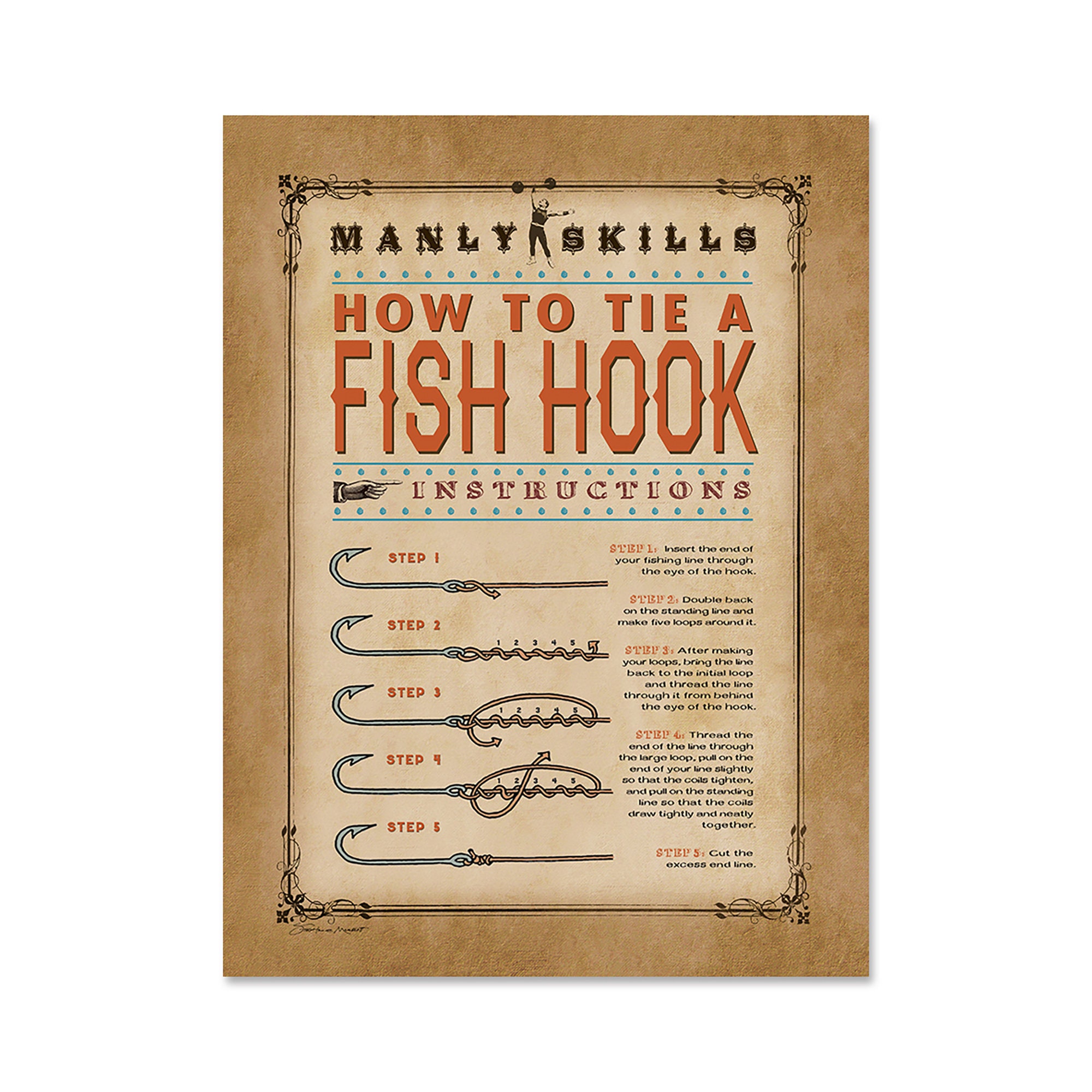 Manly Skills How to Tie A Fish Hook by Stephanie Marrott Etsy