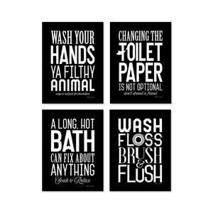 Bathroom Humor Art 4 Set  by Stephanie Marrott