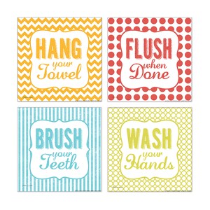 Bright Bathroom Art 4 Set by Stephanie Marrott