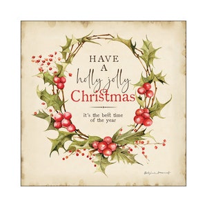 Christmas Holly Wreath Art by Stephanie Marrott