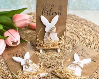 Osterhasen Karte – handgemachtes Ostergeschenk als Mitbringsel | Osterkarte mit 3D Hase | Frohe Ostern | Gastgeschenk für Osterfeiern