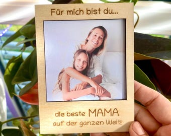 Muttertag Geschenk Fotorahmen Holz  Beste Mama - Polaroid Rahmen - Geschenkidee Papa Vatertag - Fotogeschenk Opa Oma Tante Onkel