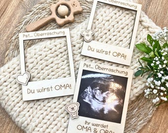 Du wirst Oma – Schwangerschaft verkünden Polaroid Fotorahmen | Geschenk werdende Großeltern