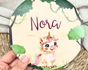 Türschild Kinderzimmer personalisiert, Namensschild Holz, Babyzimmer Deko, Geschenk Geburt, Tiermotive, Mädchen Junge, Beige