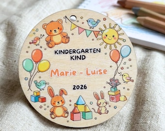 Kindergarten Anhänger personalisiert | Kita Start 2026 Krippe Schild aus Holz mit Name | Erinnerung