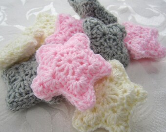Étoiles au crochet, pour la décoration, l’ornement, l’embellissement. 3 étoiles lttle (3 pouces). FABRIQUÉ SUR COMMANDE. Beaucoup de couleurs. Mariages. Décor de table.