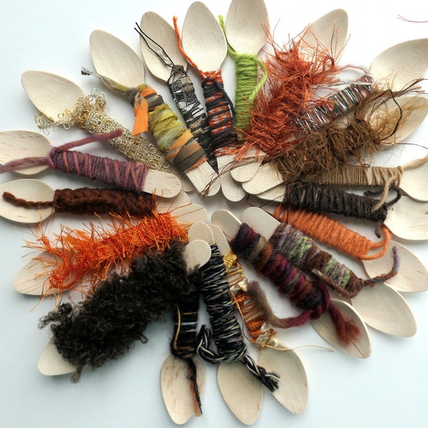 Mini yarn bundle. Spoonfuls of autumn / fall threads in packs of 20 x 1, 2, or 3 metres. Scrapbooking, card making, amigurumi, hats, collage