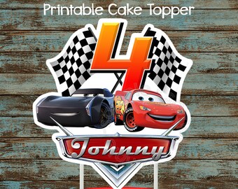 Cars Cake Topper Disney Cars Printable Cake Topper Lighting Etsy