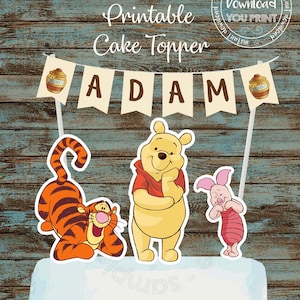 Printable Winnie the Pooh Cake Topper, Winnie the Pooh Banner Cake topper, Winnie the Pooh Birthday Party, Winnie the Pooh Party Supplies