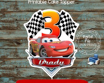 cars cake topper disney cars printable cake topper lighting etsy