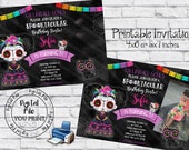 Printable Day of The Dead Invitation, Sugar Skull Invites, Day of The Dead Birthday Invites, Dia de los Muertos Invitation, Halloween Invite