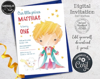 Editable Little Prince Invitation The Little Prince Printable Birthday Invitation Instant Download Little Prince Party Invitation LP001