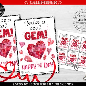 Druckbare Du bist ein Edelstein Valentinstag Karten, Edelstein Valentinstag Tags, Schule Edelstein Valentinstag Karten, Klasse Valentine Edelstein Ring Pop Tag VL