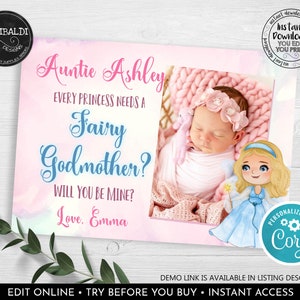 Editable Godmother Proposal Card Godmother Printable Card Instant Download Godmother Request Card Be my Fairy Godmother Photo Card 7 GMR
