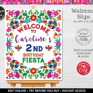 Editable Fiesta Welcome Sign, Mexican Fiesta Welcome Board, Printable Cinco de Mayo Party Sign, Mexican Piñata Fiesta Decorations 2 MF