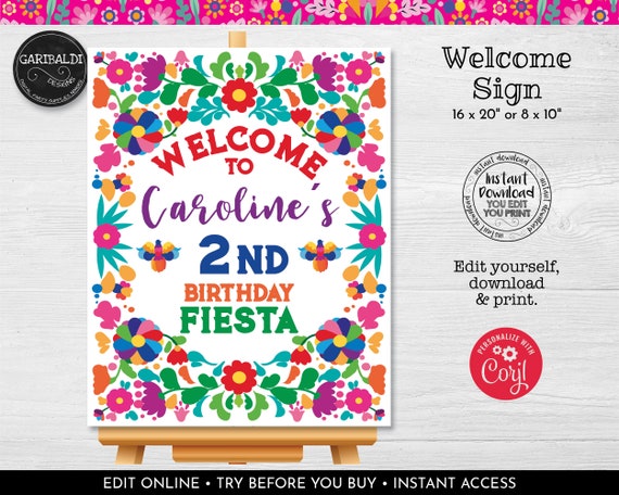 Editable Fiesta Welcome Sign Mexican Fiesta Welcome Board | Etsy
