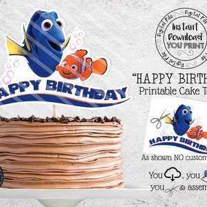 Finding Nemo Cake Topper, Nemo and Dory Printable Cake topper, Nemo Birthday Party Decorations, Nemo and Dory Centerpieces, Nemo Birthday