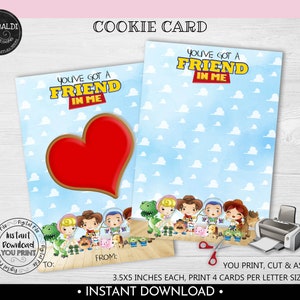 Valentine's Day Cookie Card Toy Story Valentines Cookie Card Instant download Valentine Cookie Tag Printable Mini Cookie Friend Card VL TSS