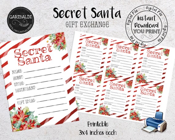 secret-santa-printable-cards-secret-santa-gift-exchange-wish-etsy