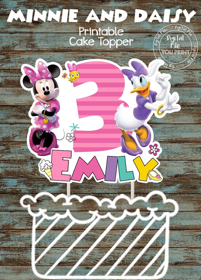 Minnie Mouse Birthday Party Decorations Minnie Happy Helpers Cake Topper Printable Minnie Mouse Cake Topper Minnie and Daisy Cake Topper