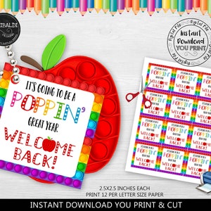 Zurück zu Schule Geschenkanhänger Schulanfang Pop Spielzeug Anhänger Poppin 'Tolles Jahr Geschenkanhänger Willkommen zurück Pop Spielzeug Fidget Schule Gunst Anhänger TA