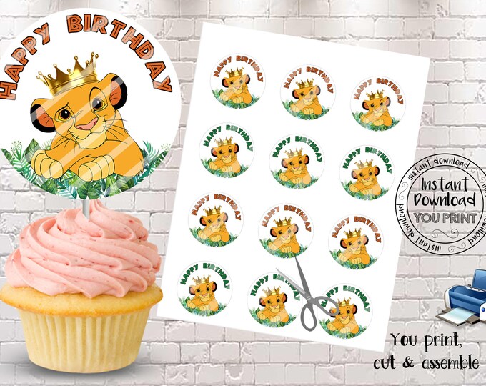 Printable Lion King Cupcake Toppers Lion King Birthday Party Etsy