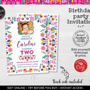 Editable Fiesta Birthday Party Invitation Printable Mexican Invitation Instant download Cinco de Mayo Fiesta Birthday Party Invitation 13 MF