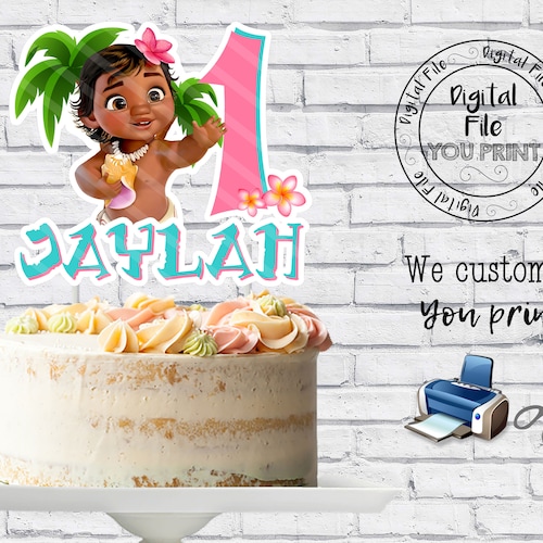 Moana Baby Cake Topper Moana Cake Topper Printable Moana Etsy
