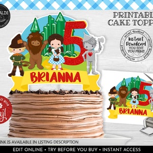 Editable Wizard of Oz Cake Topper Printable Wizard of Oz Birthday Party Wizard Oz Centerpiece Party Supplies Wizard of Oz Decorations WOZ