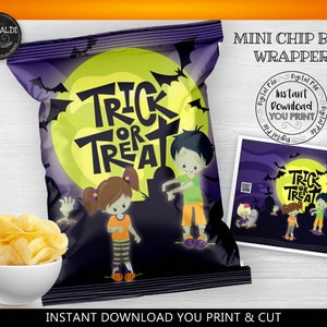 Instant download Halloween Chip Bags DIY Zombies Halloween Chip bags Halloween Potato Chip Bag Halloween Favors Halloween Party Favors HW