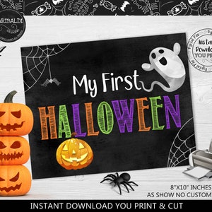 Printable My Halloween Sign Digital First Halloween Chalkboard Sign My First Halloween Photo Prop DIY First Halloween Sign Milestone sign HW