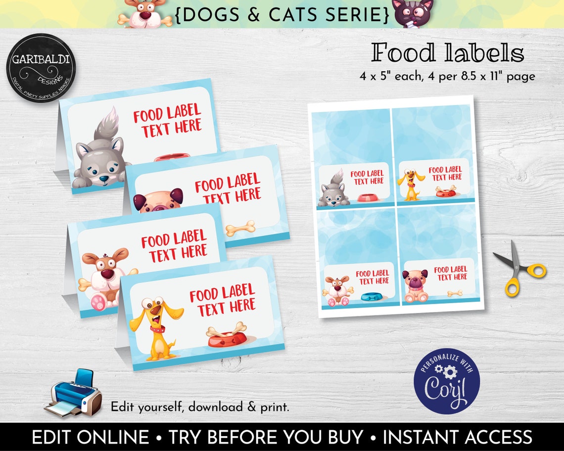Editable Puppy Dog Food Labels Instant Download Printable Dog | Etsy