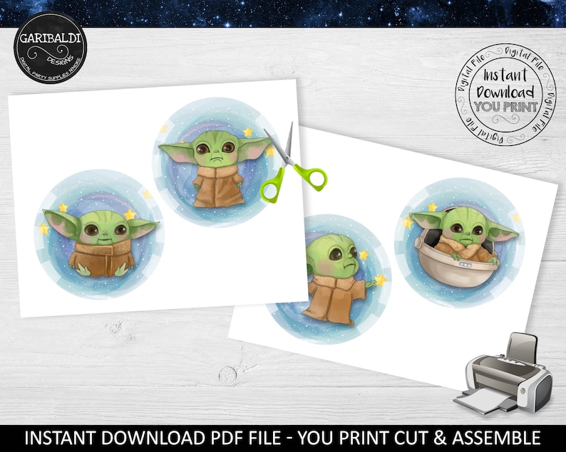 Star Wars Printable Centerpieces Mando Baby Yoda Etsy