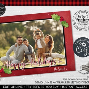 Editable Christmas Card Template Printable Christmas Photo Card Merry Christmas Card Instant Download Christmas Greeting Card 03 CH