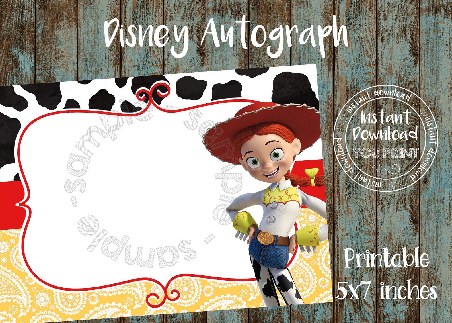 Printable Jessie Autograph card Disney World Jessie Autograph | Etsy