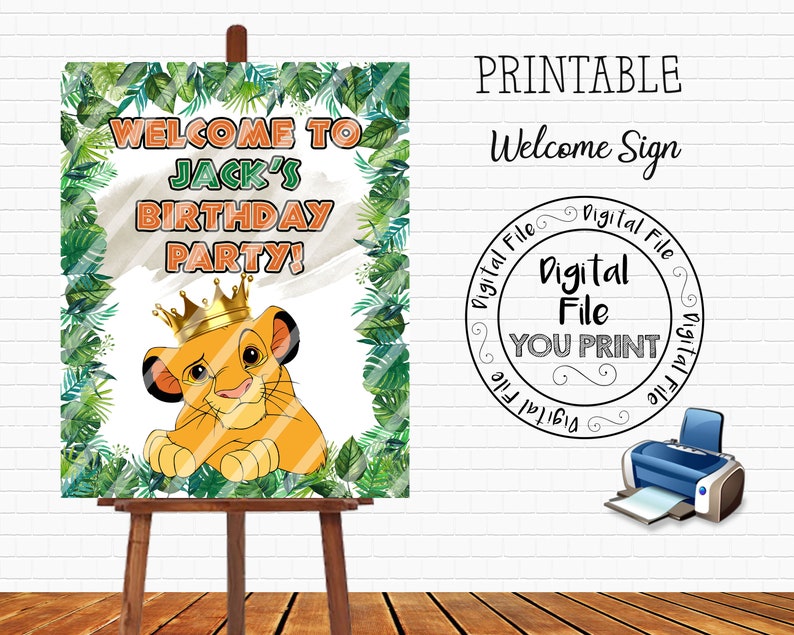 Lion King Welcome Party Sign Jungle Printable Welcome to my Party sign Lion King Printable Welcome Board