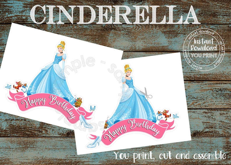 Cinderella Printable Birthday Party Decorations Disney Cinderella Birthday party Printable Cinderella Cake topper Cinderella Centerpiece