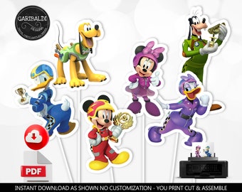 Mickey Roadster Racers Centerpieces Car Racers Birthday Party Decor Racing Cars Cake Topper Mickey Cars Party Supplies Digital Download MRRP