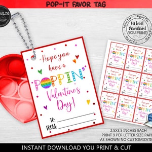 Hope you have a Poppin&#39; Valentines day Tag Printable Pop Bubble Fidget Valentine&#39;s day Card Instant download Valentines day Pop-Its Tags VL