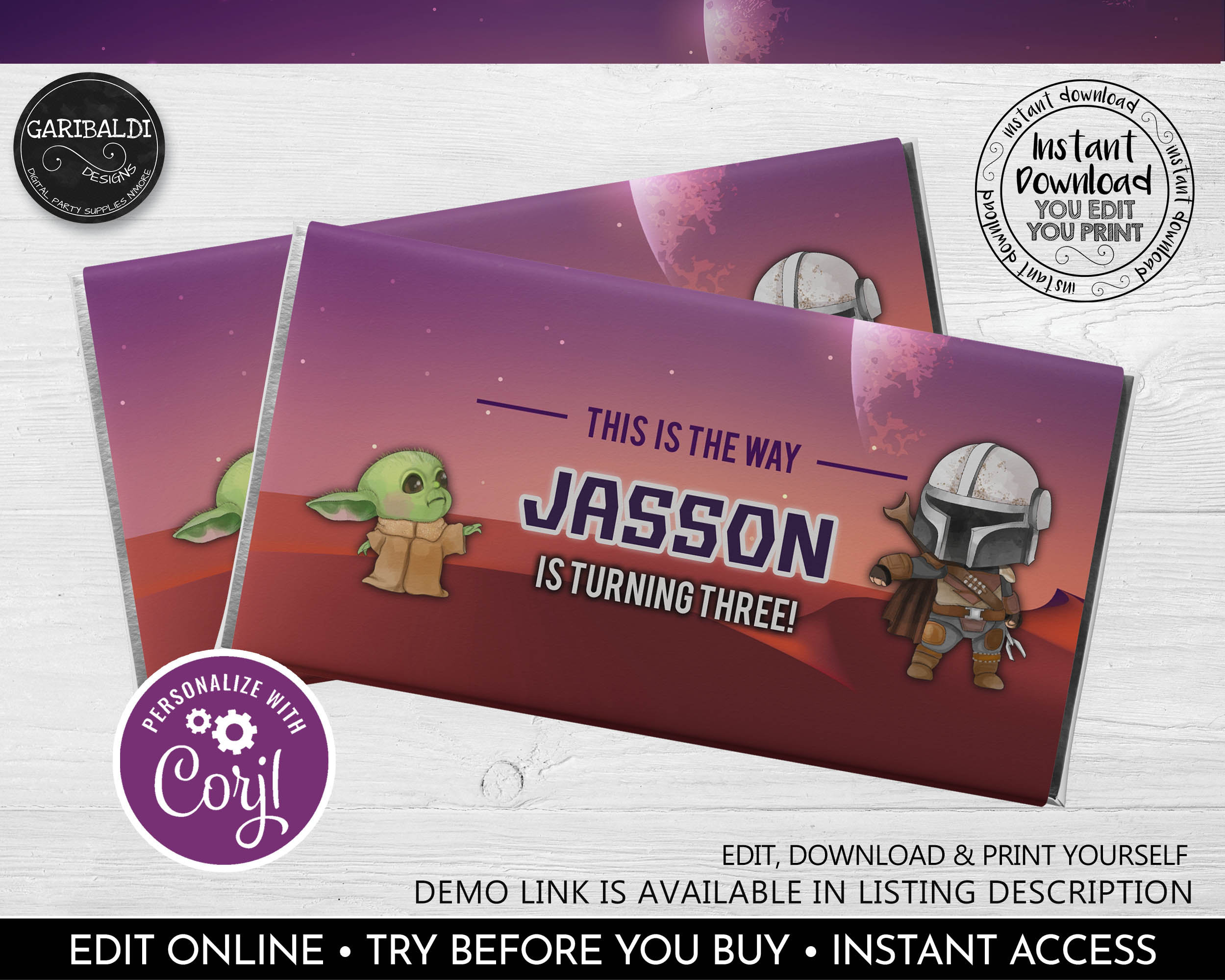 Editable Space Wars Candy Wrapper Outer Space Wars Yoda Chocolate ...