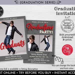 Editable Graduation Invitation Instant download Graduation Party Invite Printable Graduation Invitation Graduation Invitation Template 1 GRD
