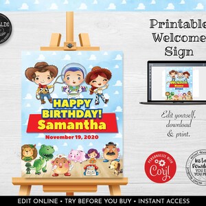 Editable Toy Story Sign, Instant Download Toy Story Poster Board, Toy Story Baby Shower Sign, Toy Story Birthday Party Decorations TSS