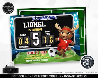 Soccer Invitation Editable Soccer Birthday Party Invite Football Soccer Kids Futbol Soccer World Cup Canada Digital Download Printable FBS