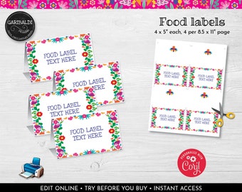 Editable Mexican Fiesta Food Tent Labels, Cinco de Mayo Place Cards, Printable Birthday Fiesta Decorations, Taco Fiesta Party Supplies 2 MF