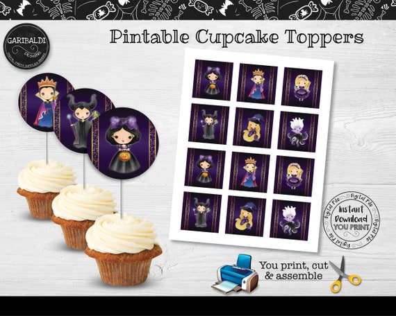 Printable Halloween Cupcake Toppers Witch Princess Birthday | Etsy