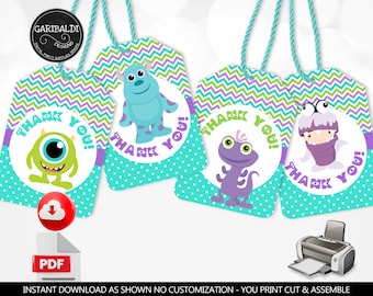 Monsters Favor Tags Cute Monster Gift Tags Monsters Thank You Tags Baby Shower Monsters Birthday Party Digital Download Printable DMI